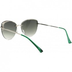 Rimless Womens Rhinestone Edge Jewel Rimless Cat Eye Sunglasses - Silver Green - C318XSO8NAL $14.30