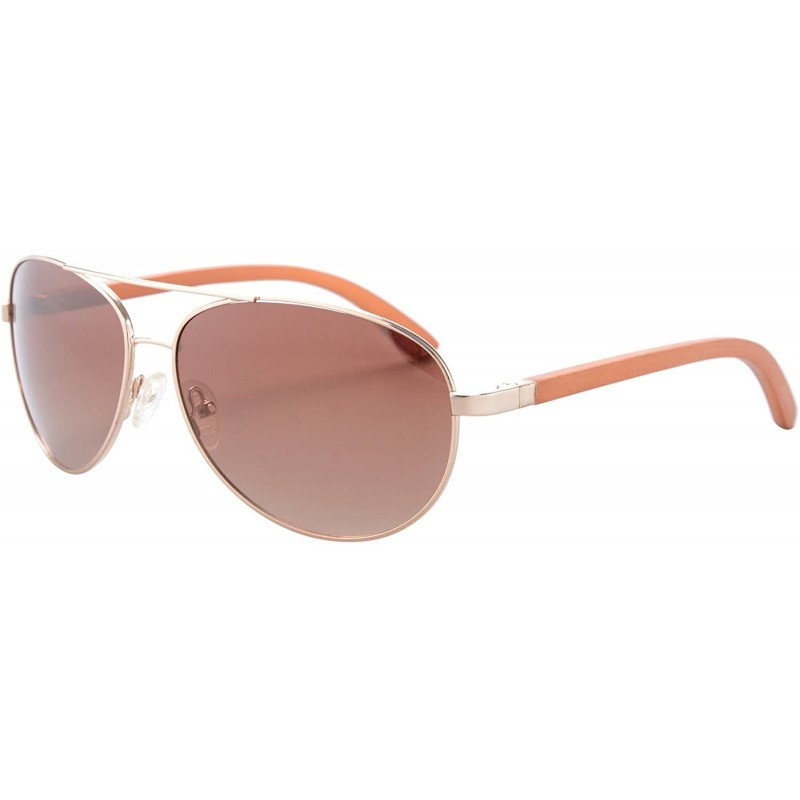 Aviator Handmade Polarized Wood Sunglasses Classic Wooden Sun Glasses UV400 Protection - 1538 - Gold - CV188Y0QIU4 $20.78