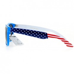 Wayfarer American Flag Arm Horn Rim Horned Sunglasses - Blue - CA12FJV6PMD $10.77