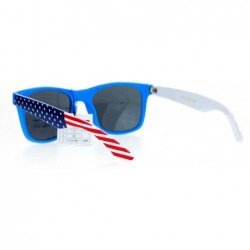 Wayfarer American Flag Arm Horn Rim Horned Sunglasses - Blue - CA12FJV6PMD $10.77
