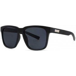Sport Polarized Sunglasses for Men Larger Sized Square Frame for Big Heads 8023 - Black&grey - CR18WTGLWC6 $29.92