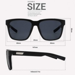 Sport Polarized Sunglasses for Men Larger Sized Square Frame for Big Heads 8023 - Black&grey - CR18WTGLWC6 $13.96