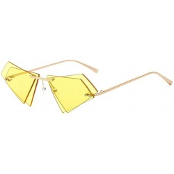 Semi-rimless Unique Rimless Sunglasses Women Men Red Yellow Pink Sun Glasses Double Lens Shades - C3-gold-yellow - CV18Y6HTKA...