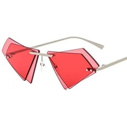 Semi-rimless Unique Rimless Sunglasses Women Men Red Yellow Pink Sun Glasses Double Lens Shades - C3-gold-yellow - CV18Y6HTKA...