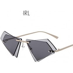 Semi-rimless Unique Rimless Sunglasses Women Men Red Yellow Pink Sun Glasses Double Lens Shades - C3-gold-yellow - CV18Y6HTKA...