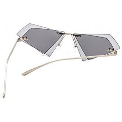 Semi-rimless Unique Rimless Sunglasses Women Men Red Yellow Pink Sun Glasses Double Lens Shades - C3-gold-yellow - CV18Y6HTKA...