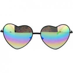 Aviator Womens Rusta Mirrored Mirror Lens Heart Shape Wire Rim Retro Sunglasses - Black - CJ11NI0G1R7 $19.19