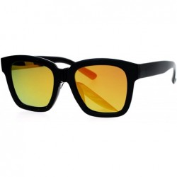 Square Classic Black Square Sunglasses Color Mirror Lens Stylish Chic Frame - Black - C8187C59633 $21.58