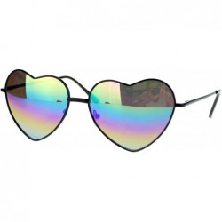 Aviator Womens Rusta Mirrored Mirror Lens Heart Shape Wire Rim Retro Sunglasses - Black - CJ11NI0G1R7 $9.98