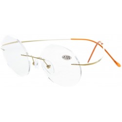 Rimless Titanium Rimless Reading Glasses Readers Men Women - CT1282LIY2B $33.79