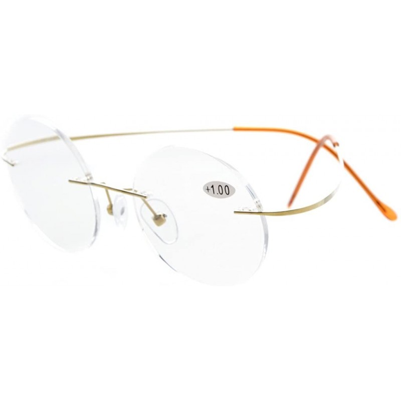 Rimless Titanium Rimless Reading Glasses Readers Men Women - CT1282LIY2B $16.24