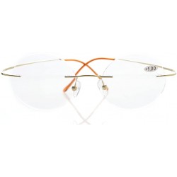 Rimless Titanium Rimless Reading Glasses Readers Men Women - CT1282LIY2B $16.24