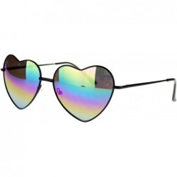 Aviator Womens Rusta Mirrored Mirror Lens Heart Shape Wire Rim Retro Sunglasses - Black - CJ11NI0G1R7 $9.98