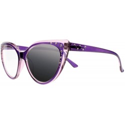 Butterfly Transition Photochromic Butterfly Cat Eye Rhinestones Reading Glasses Sunglasses - Purple - CV18CR2HUYO $16.93