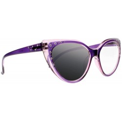 Butterfly Transition Photochromic Butterfly Cat Eye Rhinestones Reading Glasses Sunglasses - Purple - CV18CR2HUYO $16.93