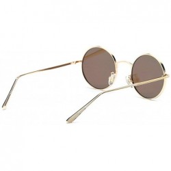 Round Fashion Punk Style Small Round Sunglasses Lady Vintage Men Metal Full Frame Sun Glasses UV400 - Blue - C618RLO6894 $9.80