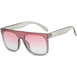 Oversized Women Fashion Retro Vintage Square Oversized Flat Lens Sunglasses - Clear Grey - C718WQ6ZXSW $19.90