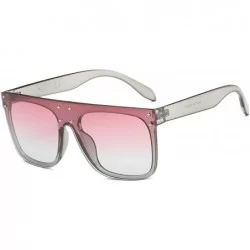 Oversized Women Fashion Retro Vintage Square Oversized Flat Lens Sunglasses - Clear Grey - C718WQ6ZXSW $41.78