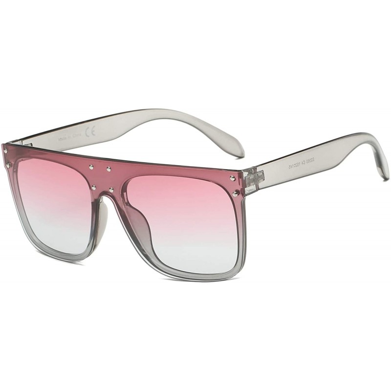 Oversized Women Fashion Retro Vintage Square Oversized Flat Lens Sunglasses - Clear Grey - C718WQ6ZXSW $19.90