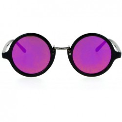 Round Small Snug Flat Color Mirror Plastic Round Circle Retro Sunglasses - Shiny Black Purple - CK12O9ZORNL $13.75