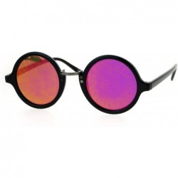 Round Small Snug Flat Color Mirror Plastic Round Circle Retro Sunglasses - Shiny Black Purple - CK12O9ZORNL $13.75