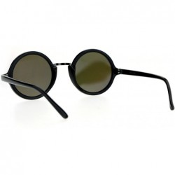 Round Small Snug Flat Color Mirror Plastic Round Circle Retro Sunglasses - Shiny Black Purple - CK12O9ZORNL $13.75