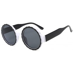 Round Women's Fashion Round Frame Mask Sunglasses Integrated Gas Glasses - White - CZ18QGC6H9A $14.05