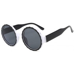 Round Women's Fashion Round Frame Mask Sunglasses Integrated Gas Glasses - White - CZ18QGC6H9A $7.03