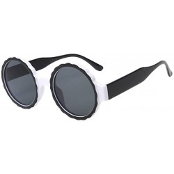 Round Women's Fashion Round Frame Mask Sunglasses Integrated Gas Glasses - White - CZ18QGC6H9A $7.03