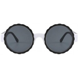 Round Women's Fashion Round Frame Mask Sunglasses Integrated Gas Glasses - White - CZ18QGC6H9A $14.05