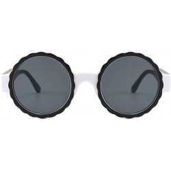 Round Women's Fashion Round Frame Mask Sunglasses Integrated Gas Glasses - White - CZ18QGC6H9A $7.03