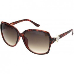 Oversized Womens Square Art Deco Rhinestone Jewel Butterfly Plastic Sunglasses - Tortoise Brown - CI18OQT7AT6 $24.60