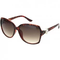 Oversized Womens Square Art Deco Rhinestone Jewel Butterfly Plastic Sunglasses - Tortoise Brown - CI18OQT7AT6 $14.70