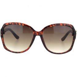 Oversized Womens Square Art Deco Rhinestone Jewel Butterfly Plastic Sunglasses - Tortoise Brown - CI18OQT7AT6 $14.70