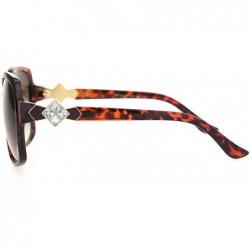 Oversized Womens Square Art Deco Rhinestone Jewel Butterfly Plastic Sunglasses - Tortoise Brown - CI18OQT7AT6 $14.70