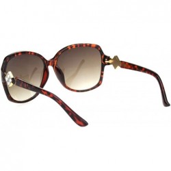 Oversized Womens Square Art Deco Rhinestone Jewel Butterfly Plastic Sunglasses - Tortoise Brown - CI18OQT7AT6 $14.70