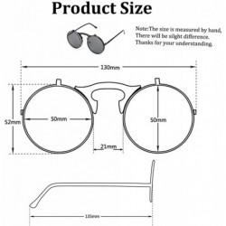 Round Vintage Round Sunglasses 80's Retro Steam Punk Style Flip Up Mirror Circle Metal Frame Sun Glasses for Men Women - C918...