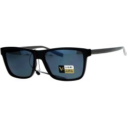 Rectangular Luxury Metal Arm Narrow Rectangular Mens Sunglasses - All Black - CM12IVI5DOR $22.49