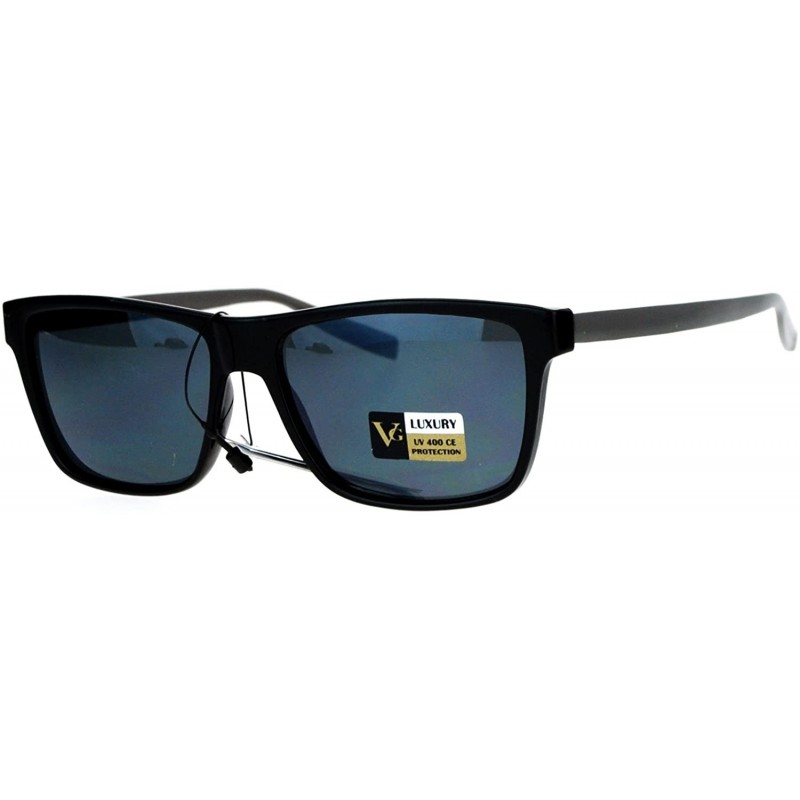 Rectangular Luxury Metal Arm Narrow Rectangular Mens Sunglasses - All Black - CM12IVI5DOR $10.64