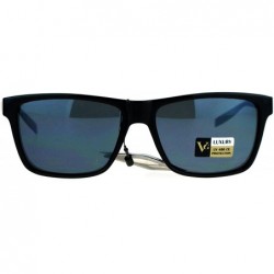 Rectangular Luxury Metal Arm Narrow Rectangular Mens Sunglasses - All Black - CM12IVI5DOR $10.64