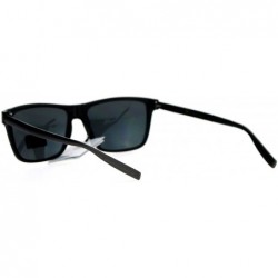 Rectangular Luxury Metal Arm Narrow Rectangular Mens Sunglasses - All Black - CM12IVI5DOR $10.64