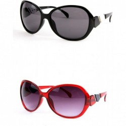 Oversized Women Fashion Design Oversized Sunglasses P2014 - 2 Pcs Black/Smoke Lens & Wine/Gradient Smoke Lens - C111AQRFY8V $...