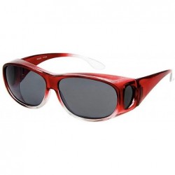 Goggle The Bella Colorful Two Tone Ombre Fit Over OTG Oval Sunglasses - Cover Over Glasses - Red - CD18ZQ5HDLR $24.24