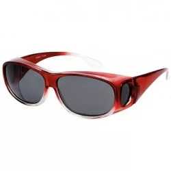 Goggle The Bella Colorful Two Tone Ombre Fit Over OTG Oval Sunglasses - Cover Over Glasses - Red - CD18ZQ5HDLR $24.24