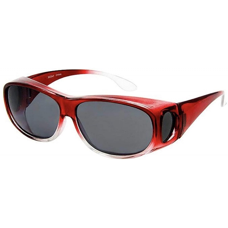 Goggle The Bella Colorful Two Tone Ombre Fit Over OTG Oval Sunglasses - Cover Over Glasses - Red - CD18ZQ5HDLR $11.17
