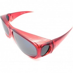 Goggle The Bella Colorful Two Tone Ombre Fit Over OTG Oval Sunglasses - Cover Over Glasses - Red - CD18ZQ5HDLR $11.17