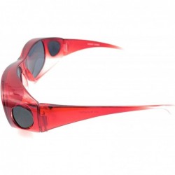 Goggle The Bella Colorful Two Tone Ombre Fit Over OTG Oval Sunglasses - Cover Over Glasses - Red - CD18ZQ5HDLR $11.17