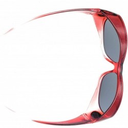 Goggle The Bella Colorful Two Tone Ombre Fit Over OTG Oval Sunglasses - Cover Over Glasses - Red - CD18ZQ5HDLR $11.17