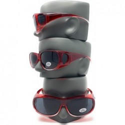 Goggle The Bella Colorful Two Tone Ombre Fit Over OTG Oval Sunglasses - Cover Over Glasses - Red - CD18ZQ5HDLR $11.17