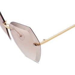 Rectangular Luxury Rimless Sunglasses Women Designer Sun Glasses For Female Alloy Frame Big Shades Glasses - C6 Silver-blue -...